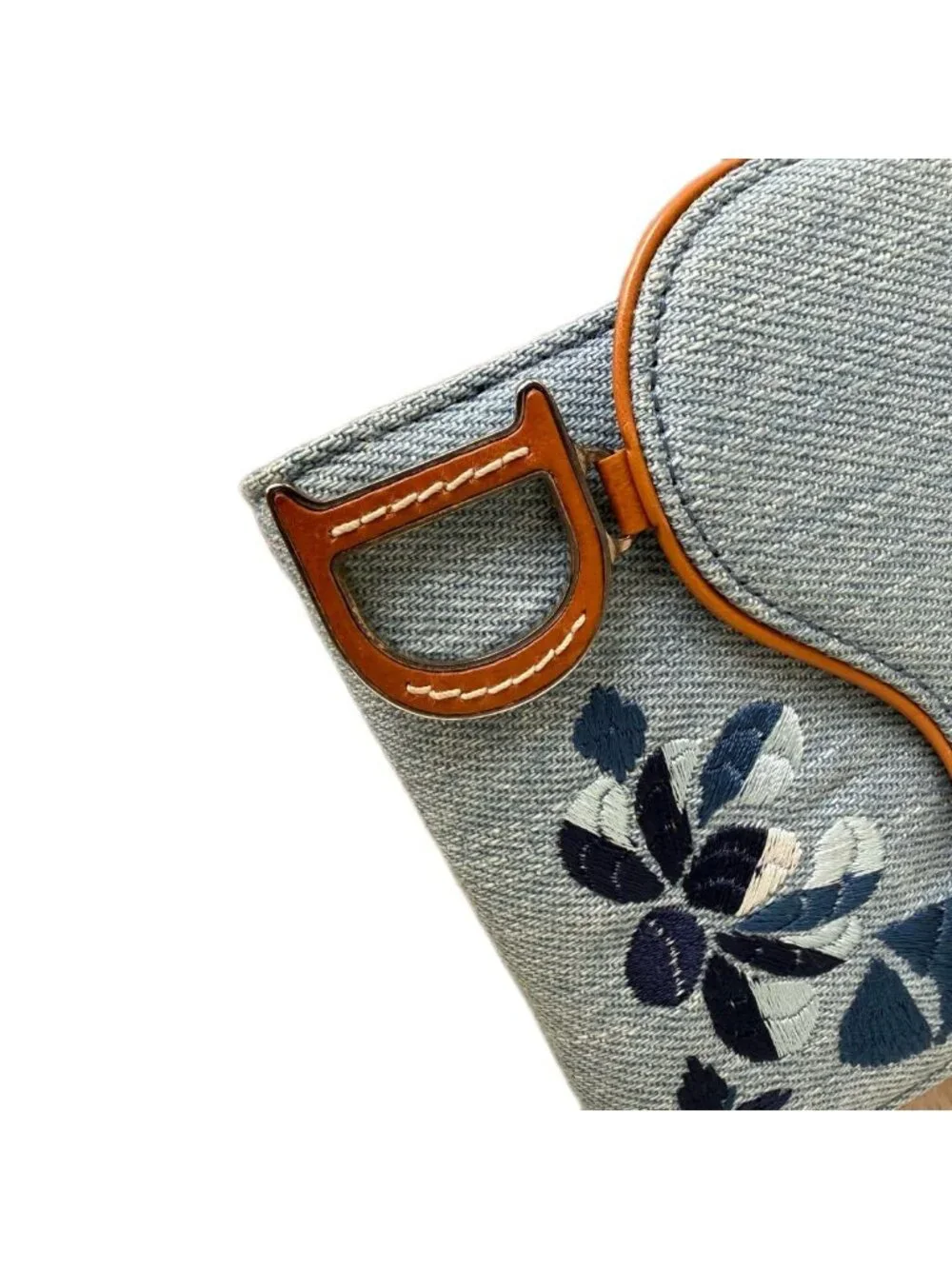 Dior John Galliano Era Denim Floral Embroidery Wallet